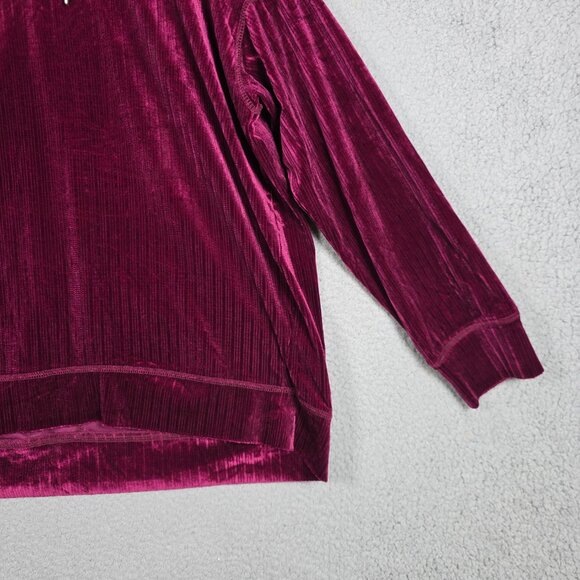 Zac And Rachel Sweater Womens Size Large Loose Crew Burgundy Velvet Longsleeve - Picture 3 of 11